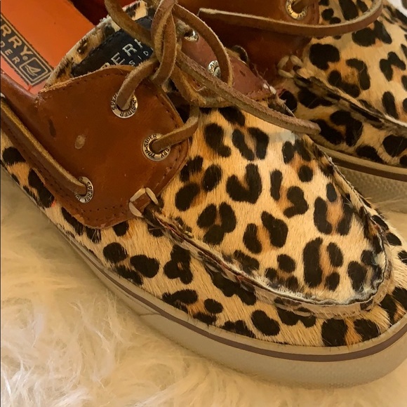 Sperry Top-Sliders 9445537 Leopard Cheetah Print Cowhide Hair Boat Shoes - Picture 5 of 5